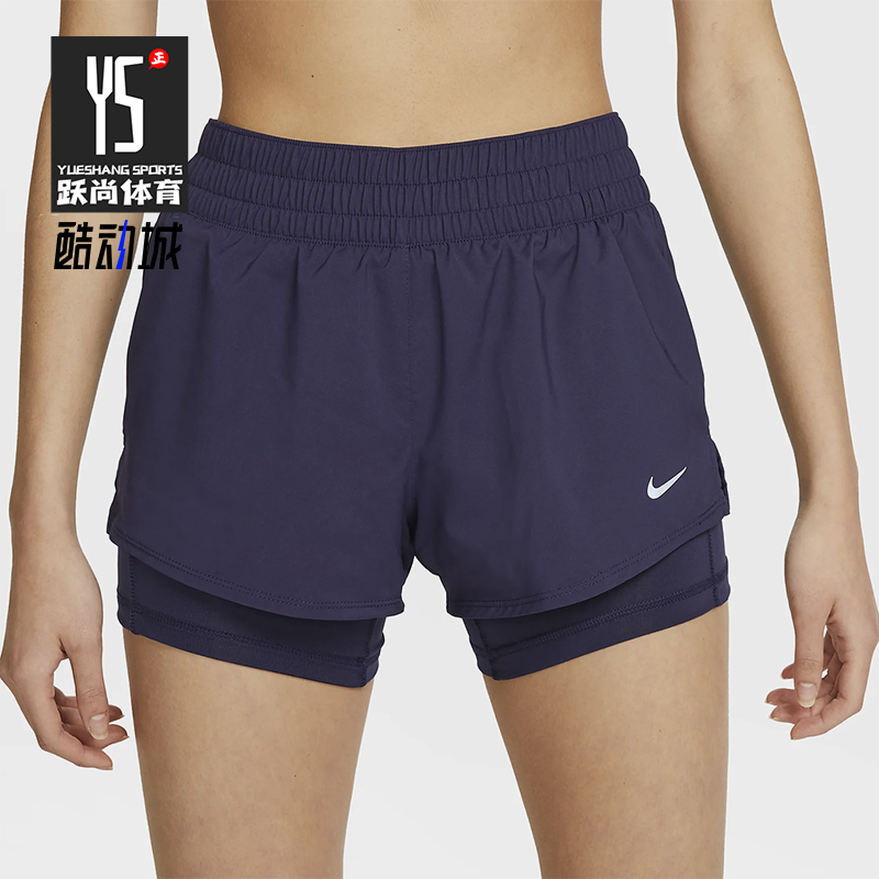 Nike/耐克正品2025女士梭织松紧腰透气二合一运动短裤DX6013-555
