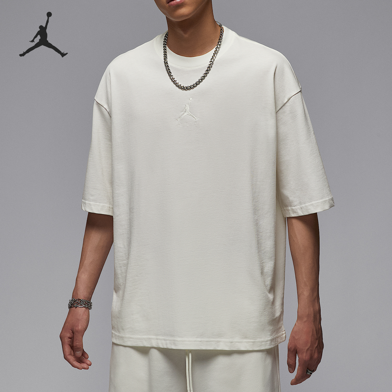 Nike/耐克正品JORDAN男士简约针织透气运动圆领T恤IB7346-133