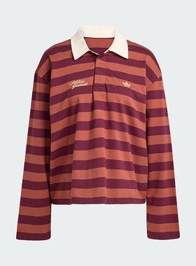 Adidas/阿迪达斯正品三叶草女士休闲条纹翻领运动POLO衫KF2323