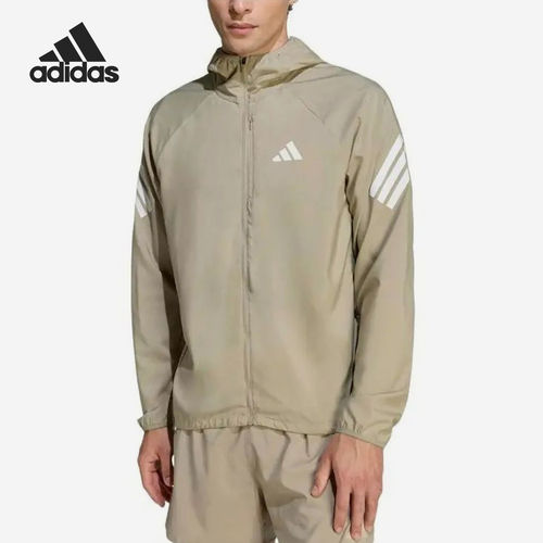 Adidas/阿迪达斯正品S新款男卡其白色运动经典休闲连帽夹克KQ8062