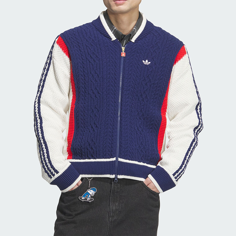 Adidas/阿迪达斯正品三叶草男女针织保暖拼接时尚外套JN0717