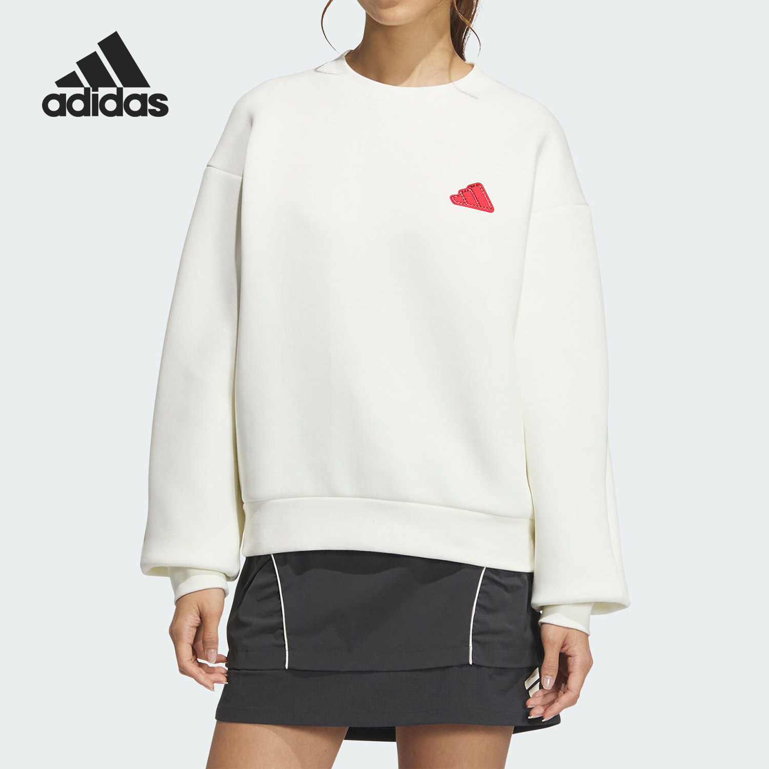 Adidas/阿迪达斯官方正品CW CREW 女士圆领双面针织套头衫JZ1641