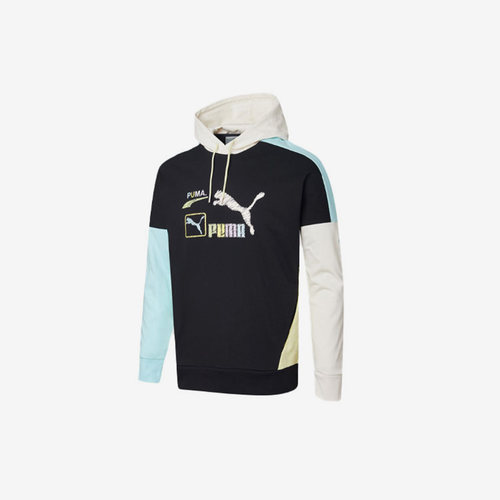 Puma/彪马正品Florid情侣款拼色Logo抽绳连帽卫衣534005-01