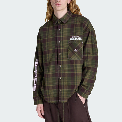 Adidas/阿迪达斯正品三叶草男士休闲翻领网格针织长袖衬衫KG6451