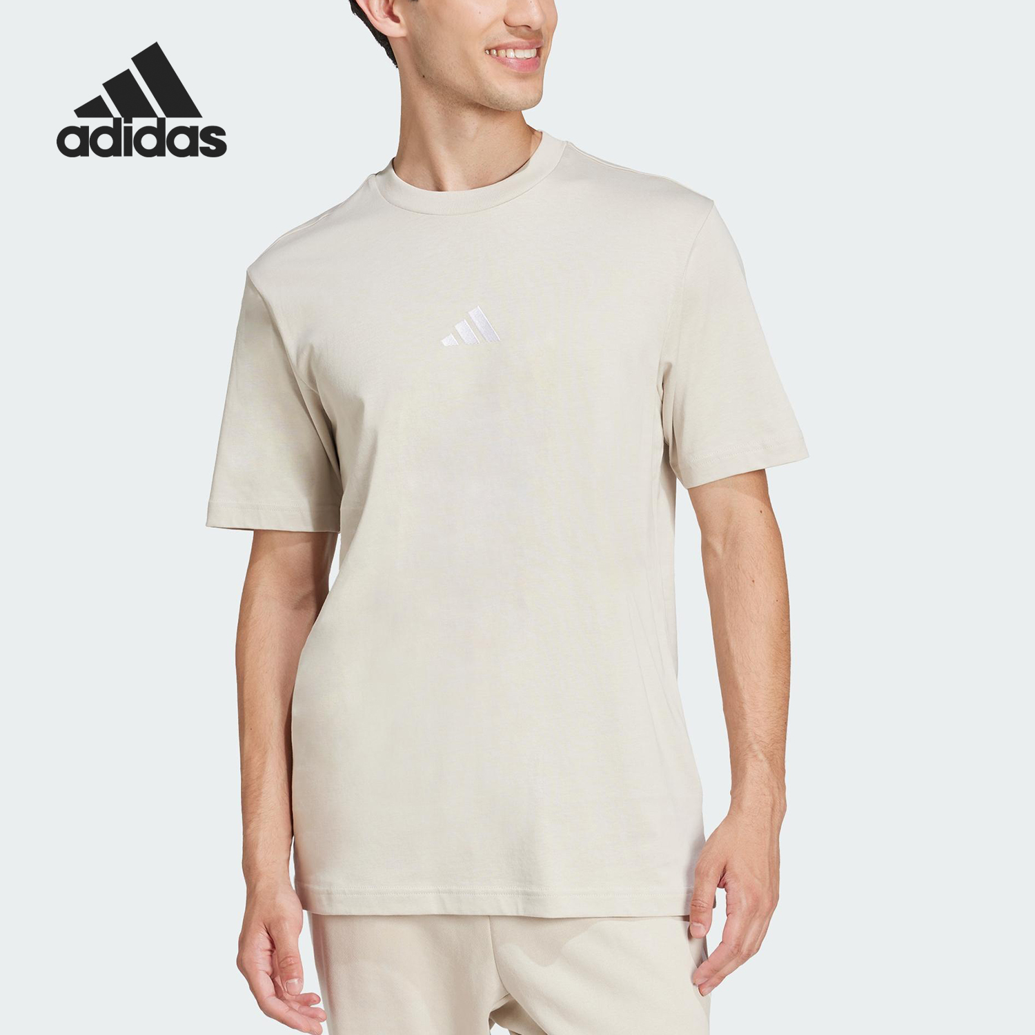 Adidas/阿迪达斯官方正品2025夏季款男士针织宽松运动短袖JD1779
