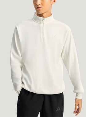 Adidas/阿迪达斯正品2025冬季款男士日常立领套头针织卫衣KR2553