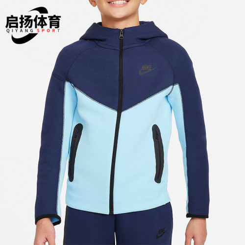 耐克大童拼接开襟连帽衫