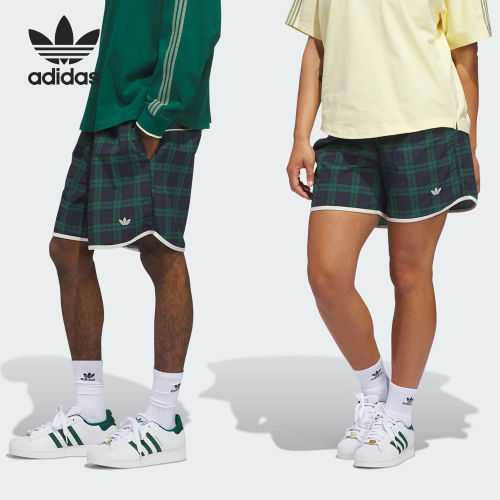 Adidas/阿迪达斯正品三叶草男女休闲格纹梭织运动短裤JZ0489