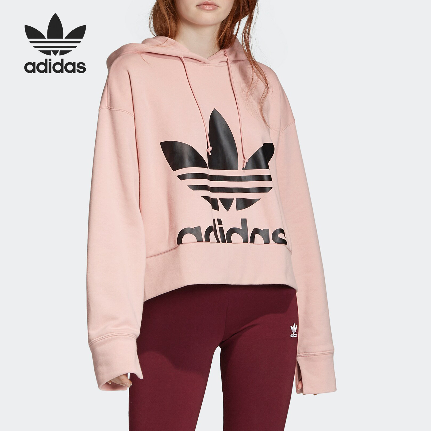 Adidas/阿迪达斯正品当季新款三叶草HOODIE 女装套头衫ED2186