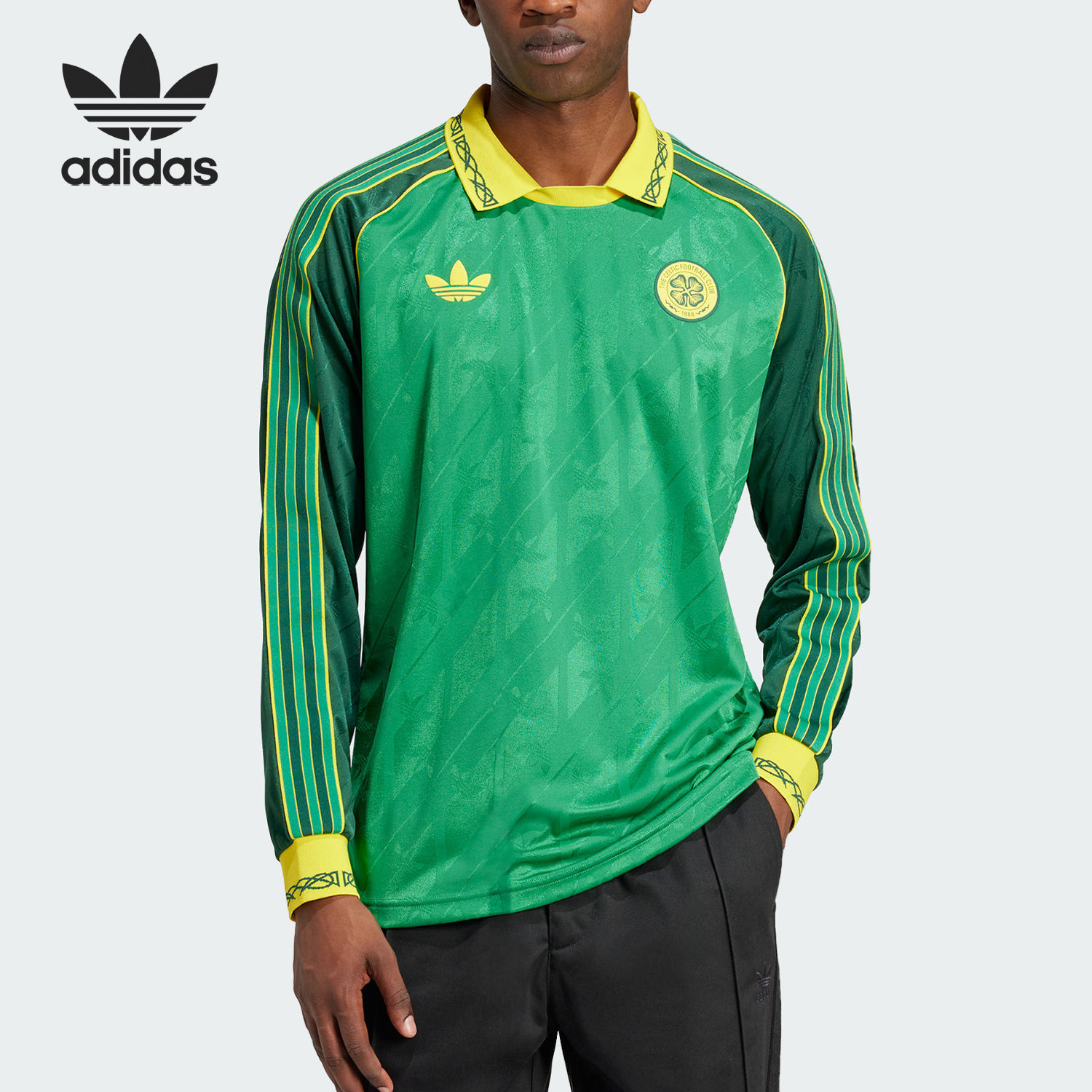 Adidas/阿迪达斯官方正品凯尔特人男士复古运动长袖足球服IT4221