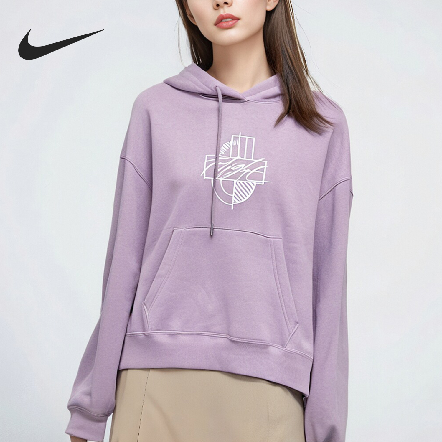 Nike/耐克正品新款女士连帽针织加绒休闲套头卫衣FD7155-508