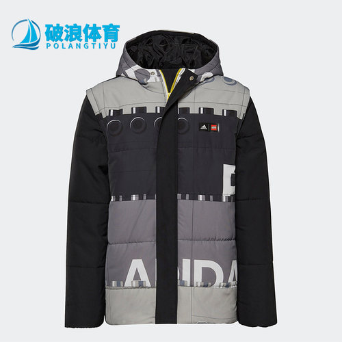 阿迪达斯正品大童连帽棉服
