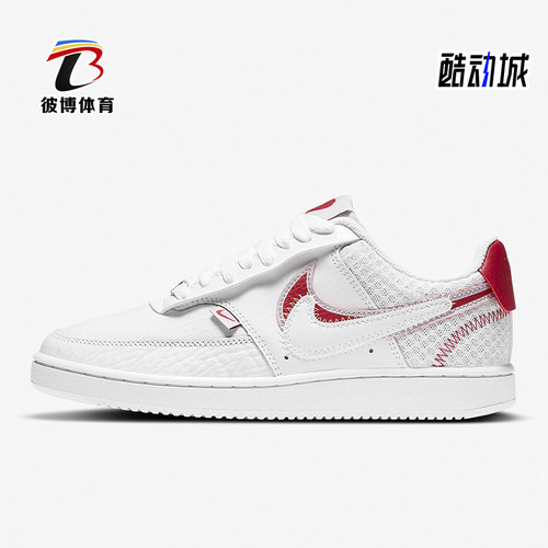 Nike/耐克正品CourtVision1双钩新款女经典白红色板鞋CI7827-100