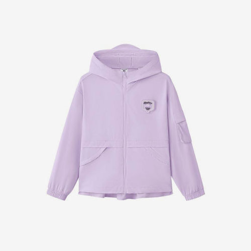 Skechers/斯凯奇正品春秋款女童拉链简约梭织连帽外套L225G003