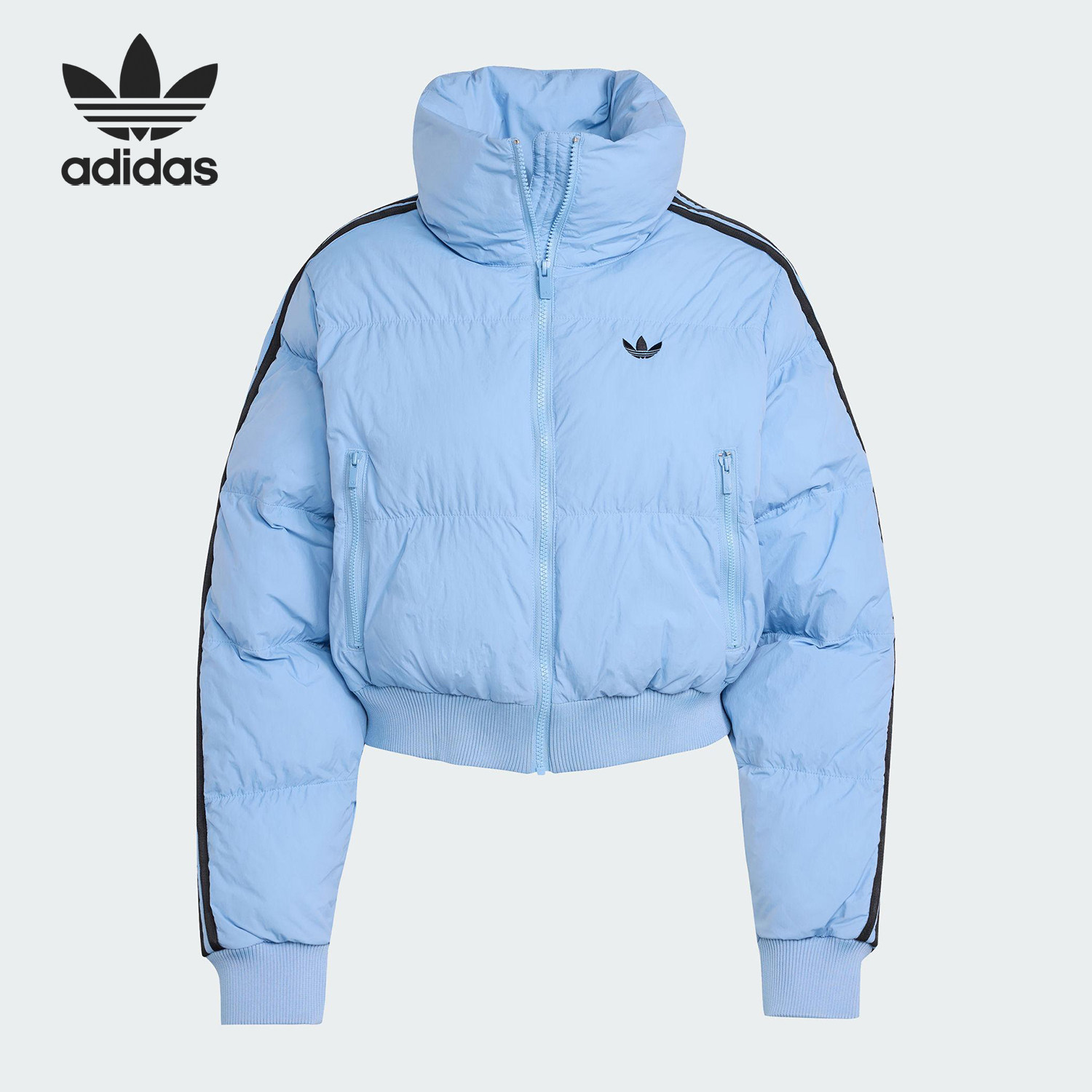 Adidas/阿迪达斯官方正品三叶草女士保暖短款运动立领棉服JX2969