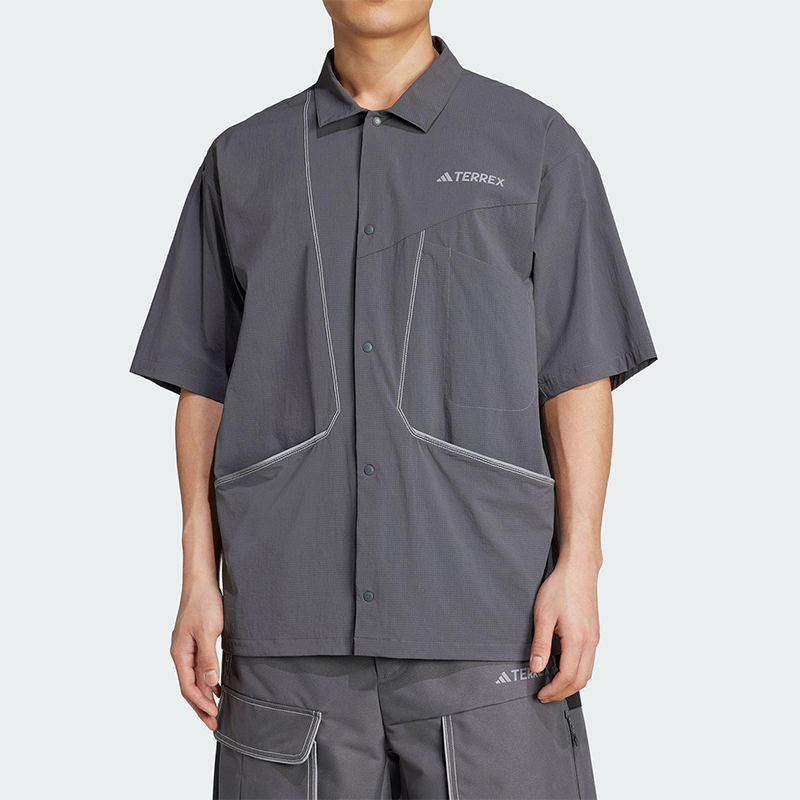 Adidas/阿迪达斯正品2025新款男士户外经典休闲翻领衬衫JW4831