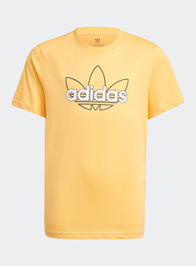 Adidas/阿迪达斯正品三叶草大童舒适圆领透气印花运动短袖GN2300