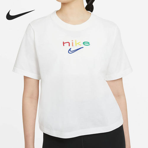 nike刺绣运动t恤正品2021年新款