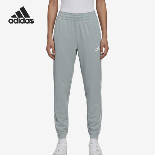 Adidas/阿迪达斯正品新款女浅灰色条纹经典休闲束脚运动裤KC5494