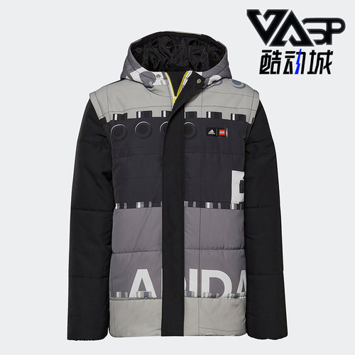 阿迪达斯正品大童连帽棉服