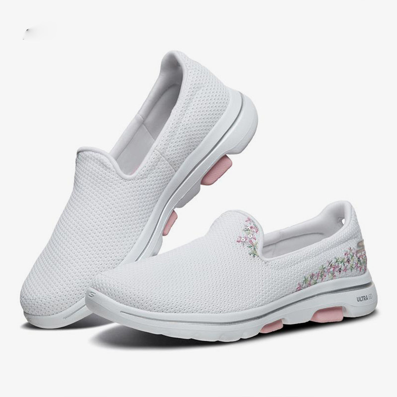 Skechers/斯凯奇正品【GO 系列】女子一脚套懒人鞋绣花编织跑步鞋