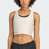 阿迪达斯正品 2025夏季 款 Adidas 女士透气短款 跑步紧身背心JY4080