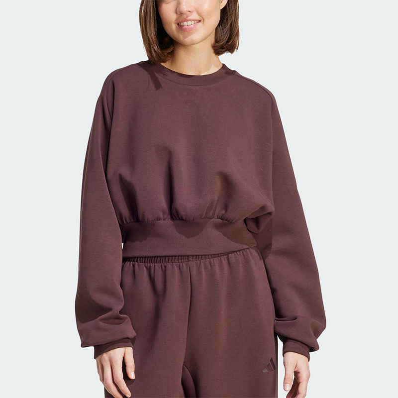 Adidas/阿迪达斯正品2025秋季款女士日常圆领套头短款卫衣JW5072