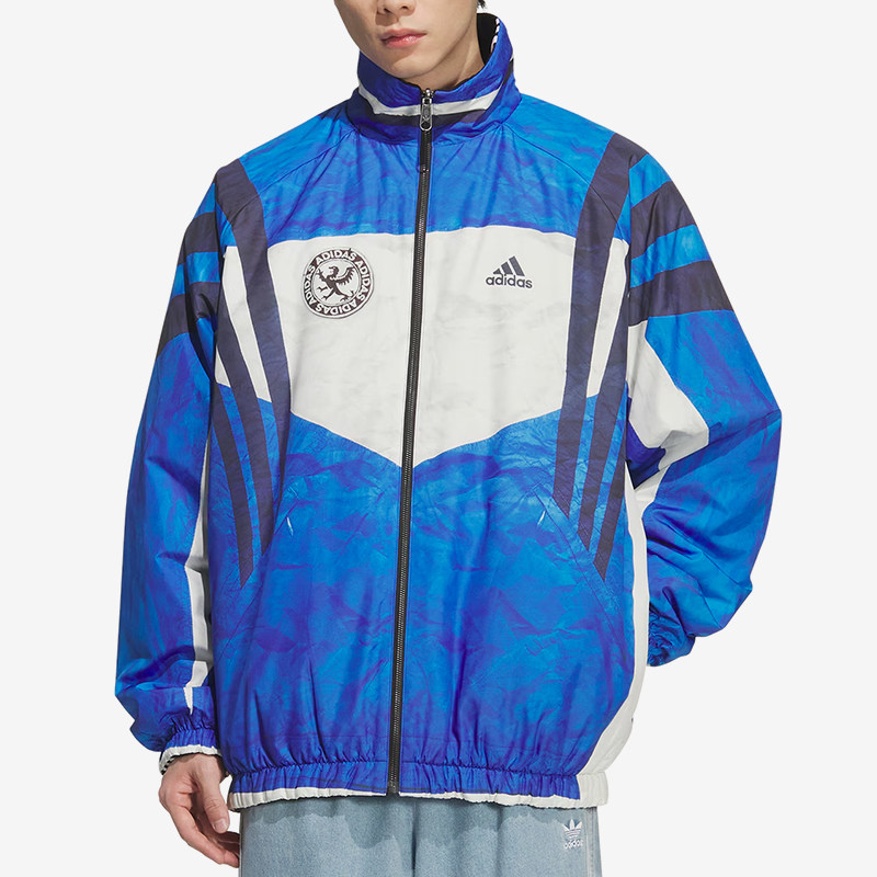 Adidas/阿迪达斯正品男士保暖双面穿条纹领长袖棉服IA4396