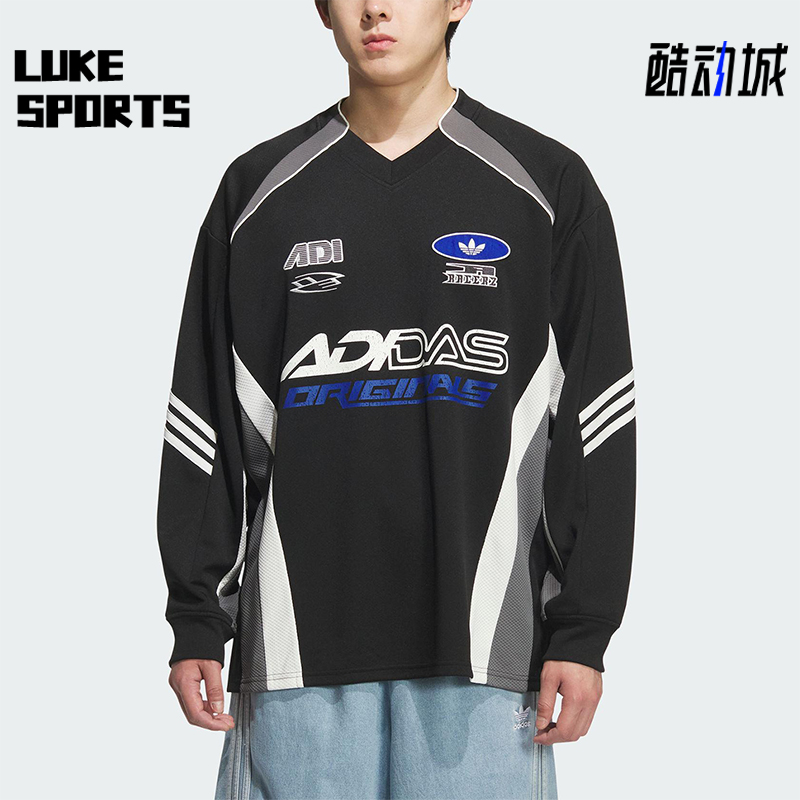 Adidas/阿迪达斯正品三叶草男士运动宽松赛车风印花长袖KF5155