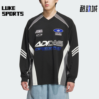 Adidas/阿迪达斯正品三叶草男士运动宽松赛车风印花长袖KF5155