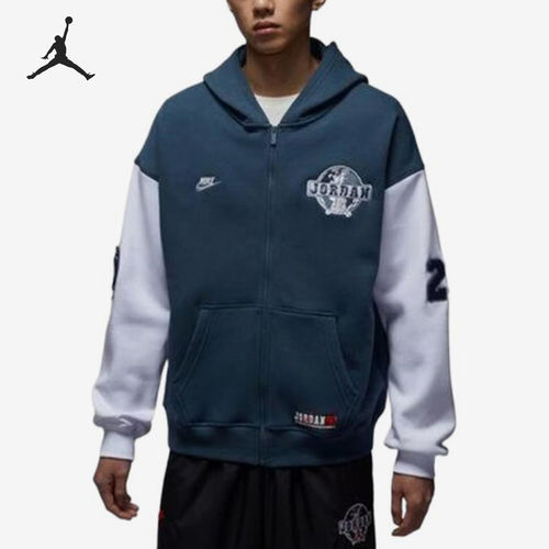 Nike/耐克正品JORDAN新款男蓝白色亲肤夹克外套IO9824-479