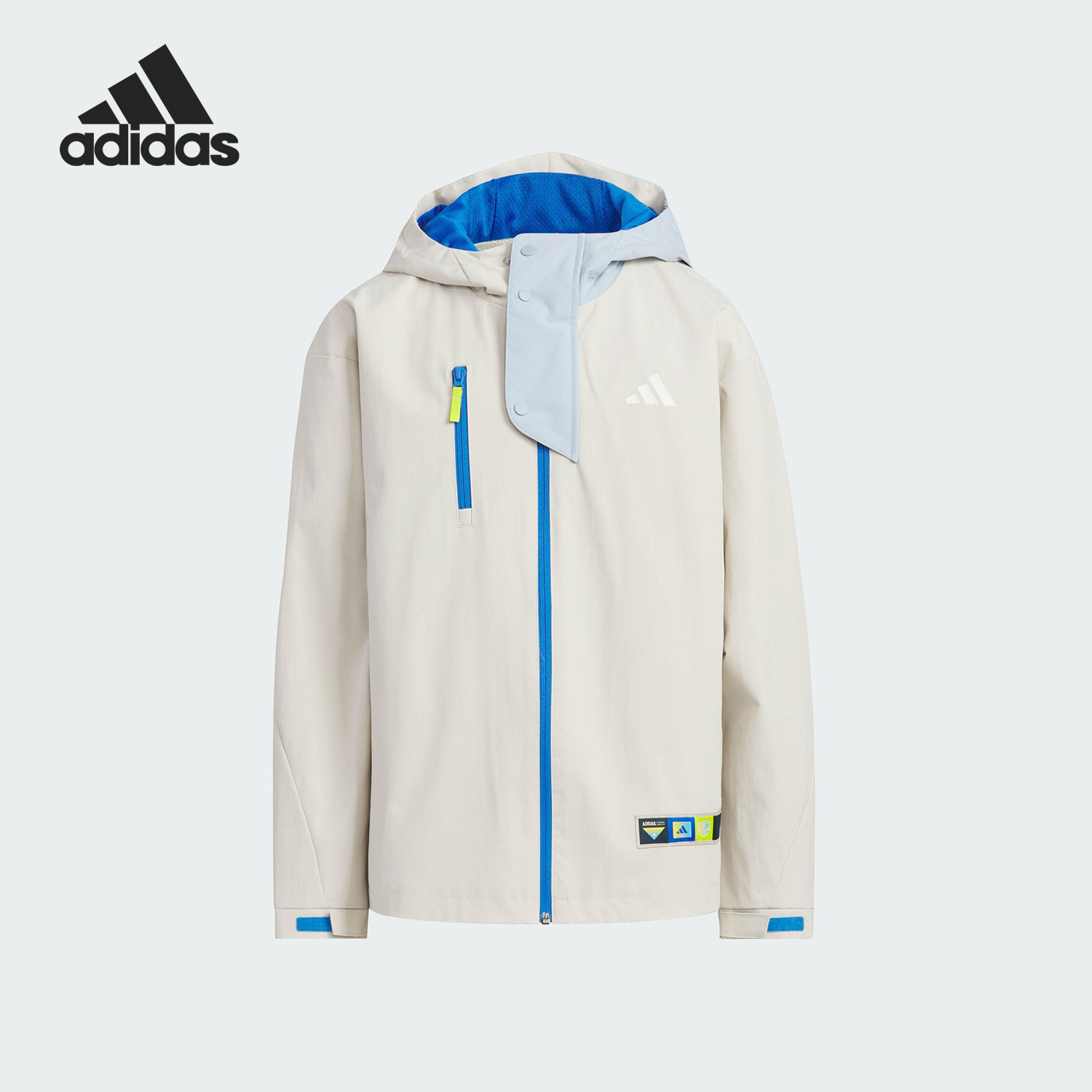 Adidas阿迪达斯正品儿童户外连帽宽松外套防风夹克冲锋衣KC0198
