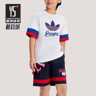套装 Adidas KG3340 运动短袖 时尚 阿迪达斯正品 三叶草小童简约经典