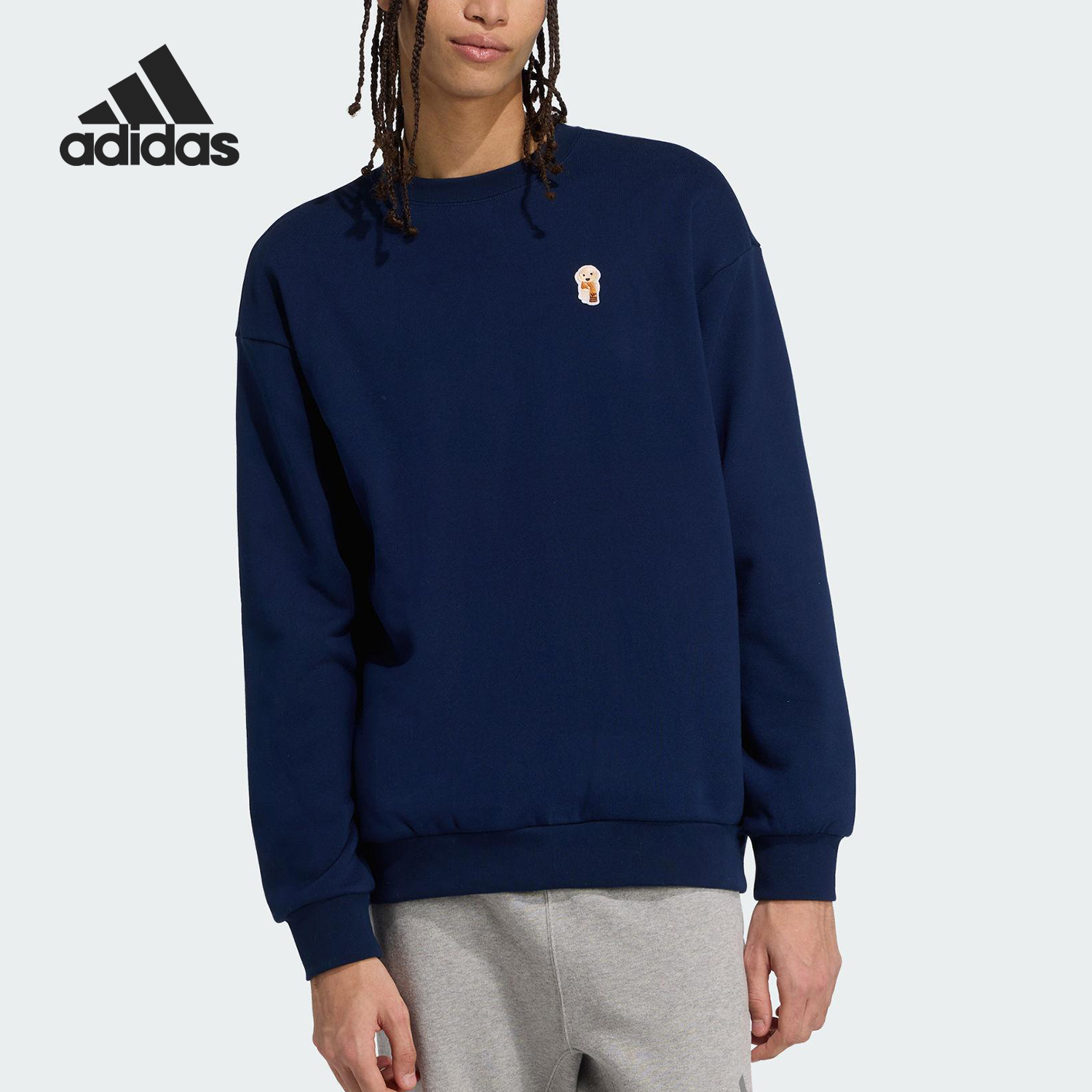 Adidas/阿迪达斯官方正品M DOG SOCK SWT男士运动宽松卫衣JW8520
