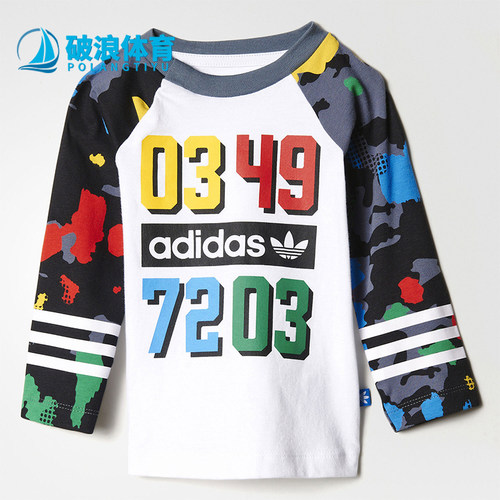 Adidas/阿迪达斯正品三叶草印花长袖T恤经典新款长袖T恤AY8559