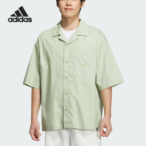 Adidas/阿迪达斯正品夏季男士宽松运动休闲翻领衬衫JL6056