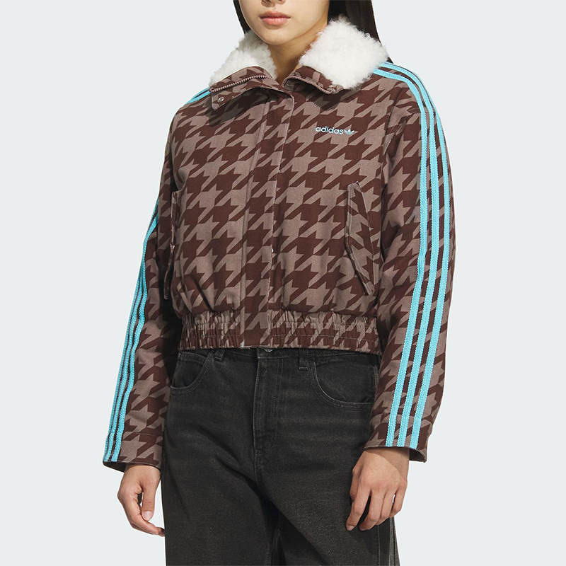 Adidas/阿迪达斯正品三叶草女士休闲翻领耐穿保暖短款棉服KA9732