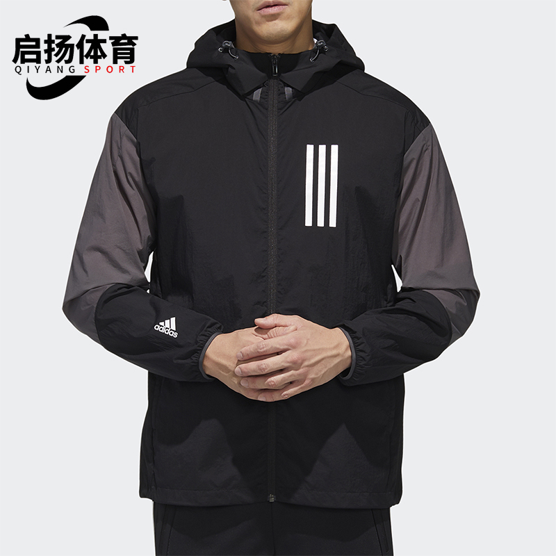 Adidas/阿迪达斯正品2025男士舒适运动连帽防风休闲外套GL5626