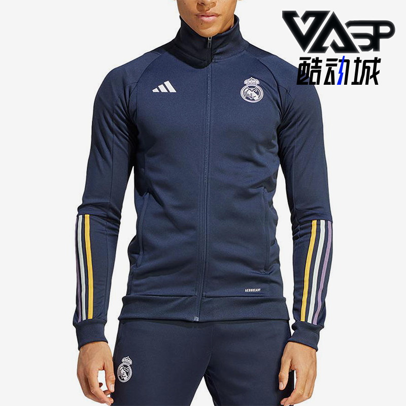 Adidas/阿迪达斯正品字母立领拉链长袖男蓝色运动套装IB0866