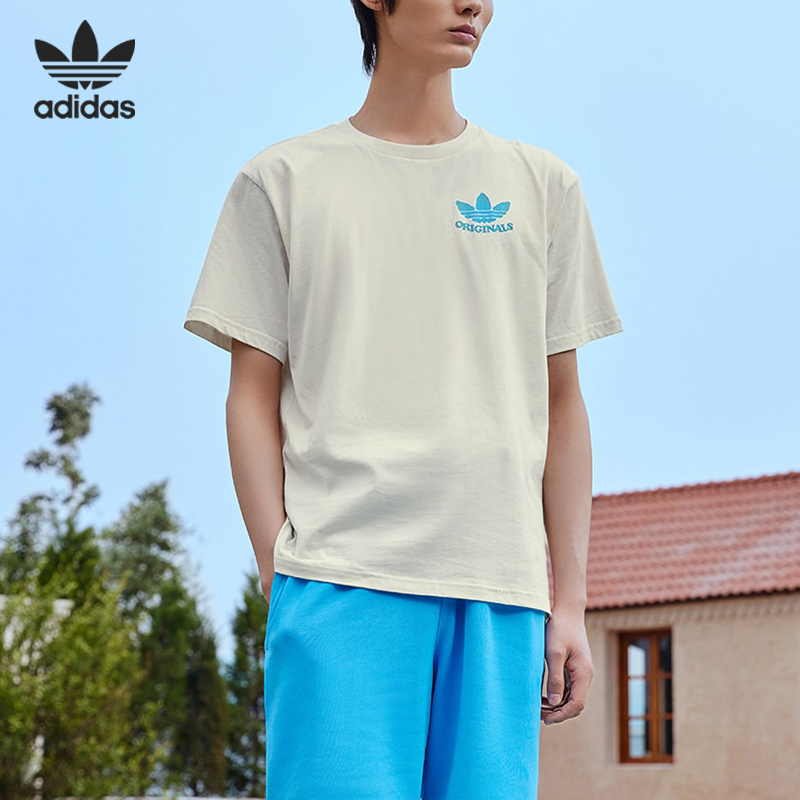 Adidas/阿迪达斯正品三叶草男子印花运动休闲短袖T恤HI2962