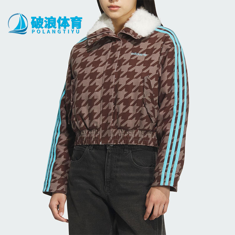 Adidas/阿迪达斯正品三叶草女士休闲翻领耐穿保暖短款棉服KA9732