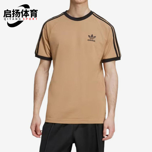 Adidas/阿迪达斯正品三叶草男士三条纹圆领修身短袖T恤JY1370