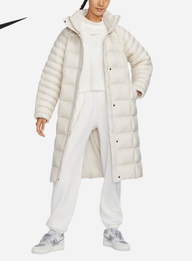 Nike/耐克正品冬季新款女子长款保暖立领运动棉服FB7671-104