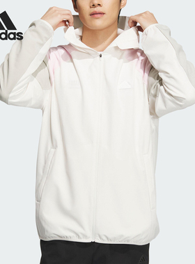 Adidas/阿迪达斯正品2024新款男女款防晒连帽夹克外套JJ1305