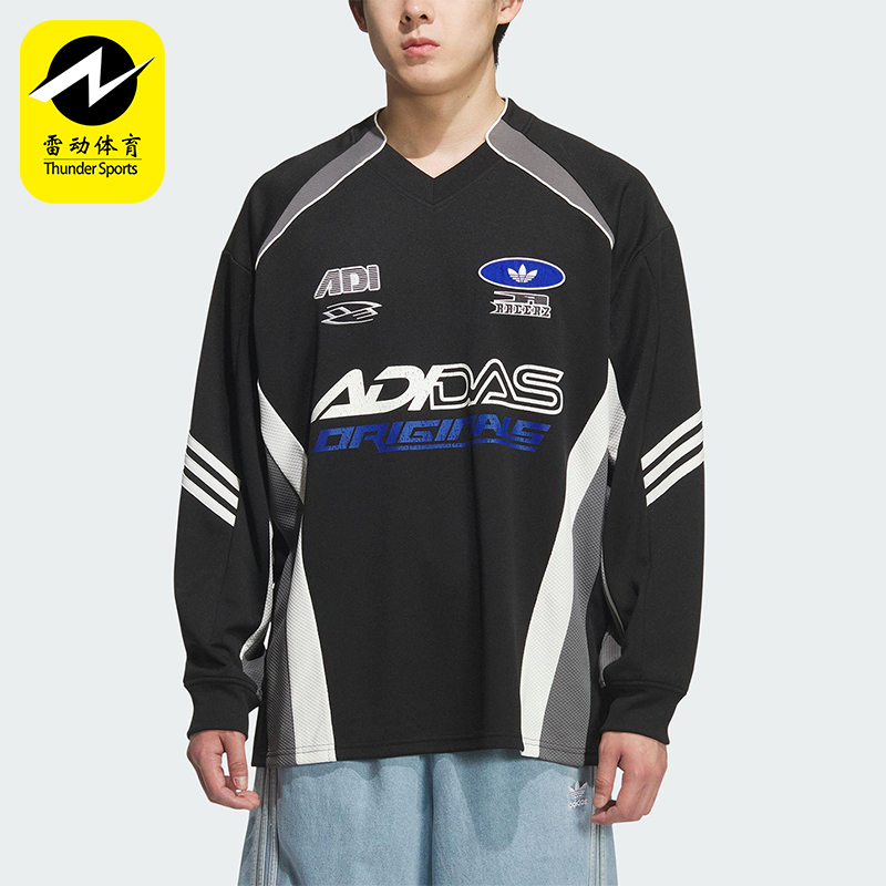 Adidas/阿迪达斯正品三叶草男士运动宽松赛车风印花长袖KF5155