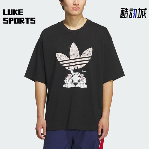 Adidas/阿迪达斯正品三叶草男士休闲宽松日常印花透气短袖KG6684