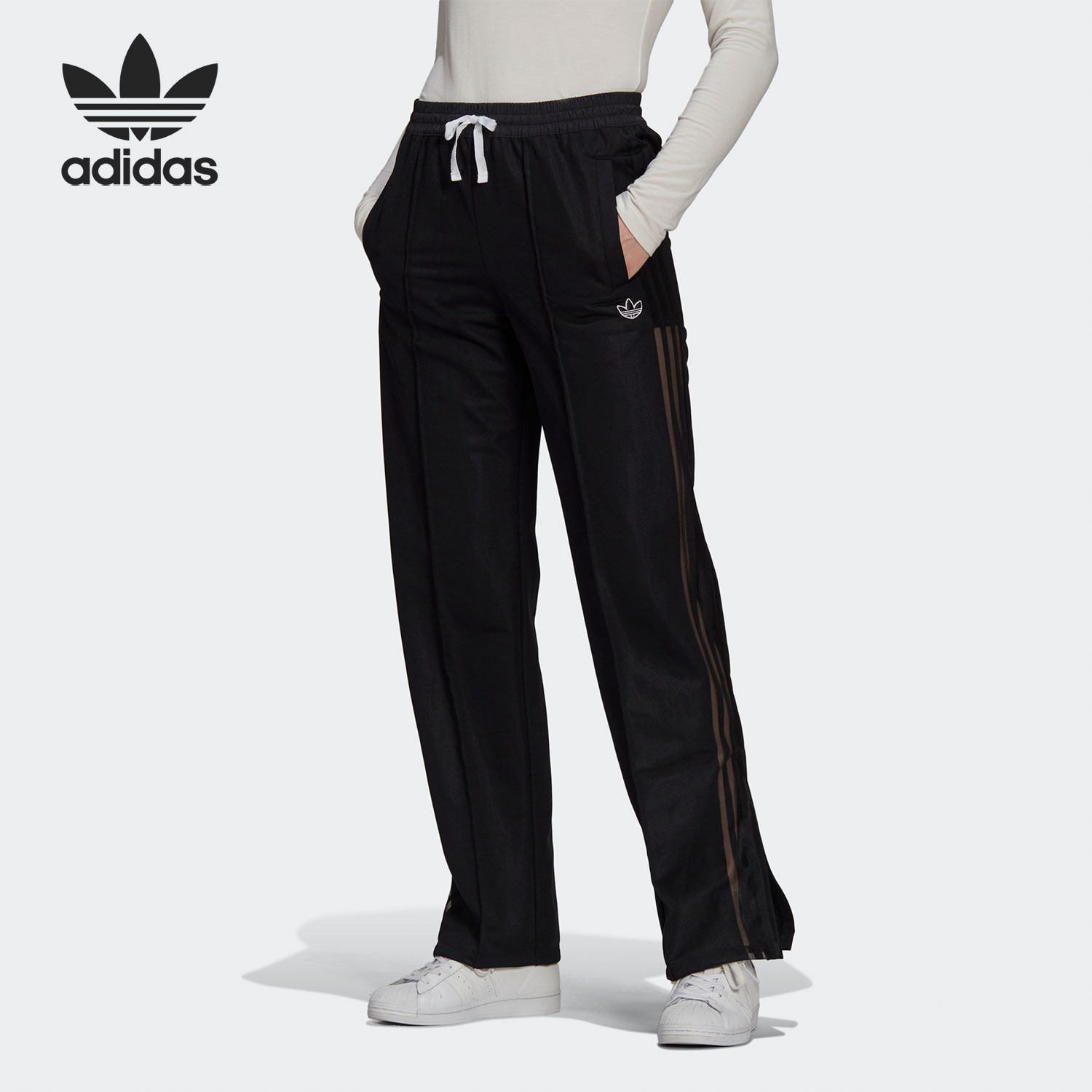 Adidas/阿迪达斯正品三叶草经典女子中腰运动开衩长裤 GN3201,运动服/休闲服装,运动长裤,淘宝优惠券,粉丝福利购,淘宝优惠卷