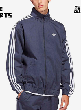 Adidas/阿迪达斯正品三叶草男蓝色夹克经典条纹夹克外套KS8221