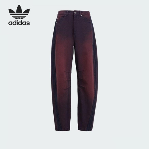 Adidas/阿迪达斯官方正品三叶草女士潮流复古休闲弯刀长裤KG0201