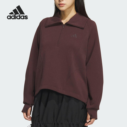 Adidas/阿迪达斯正品2025秋季款女士翻领宽松套头衫KF2546